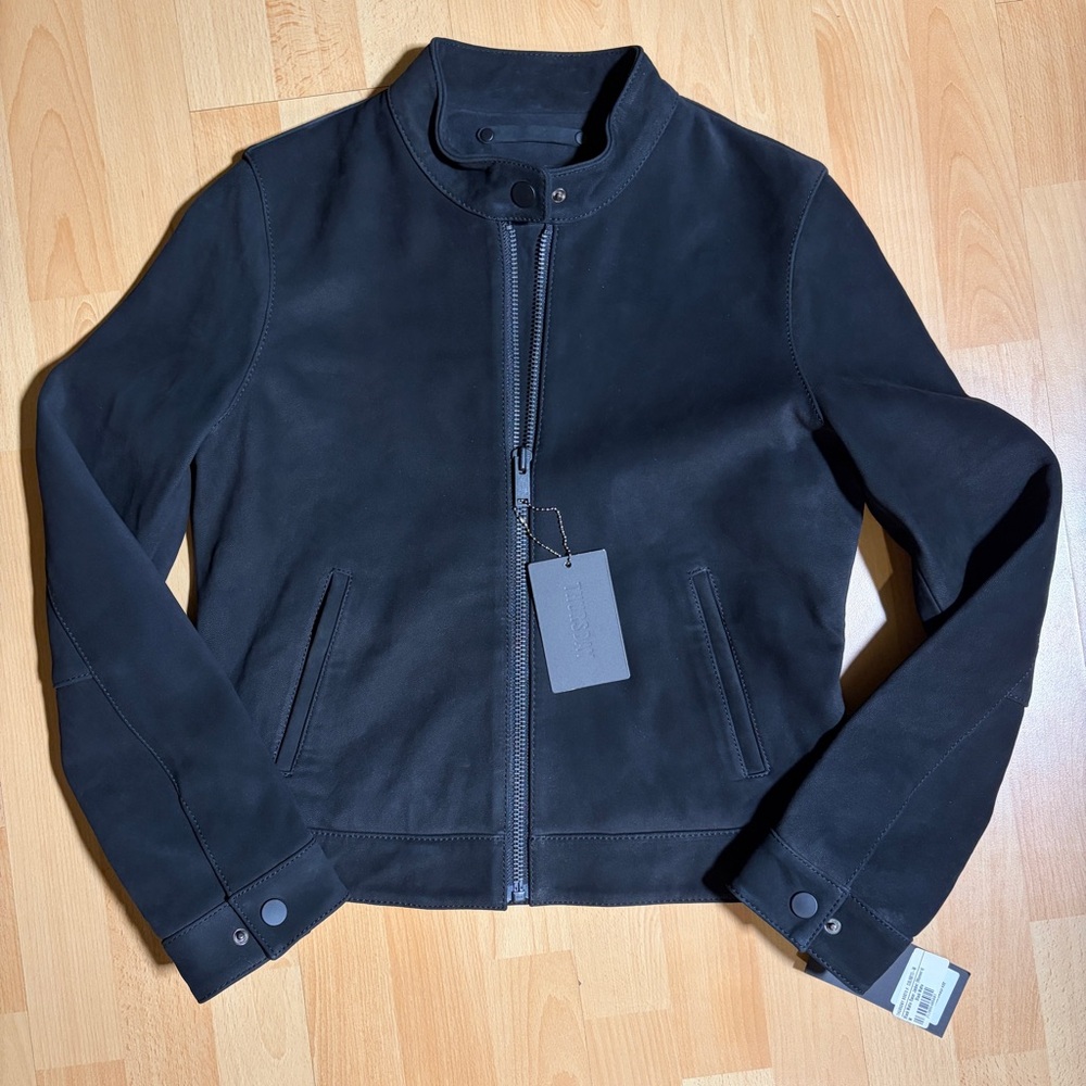 NWT Thursday Boot Company Women's Matte Black Lamb Leather Racer Jacket Medium - Picture 6 of 16
